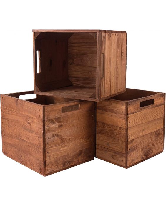 Wooden storage boxes IKEA brown Kallax King of Crates King of
